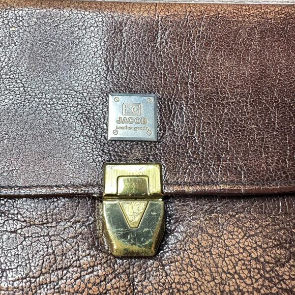 Vintage Jacob Leather Goods Bronze Brown Wristlet Clutch - Picture 2 of 14
